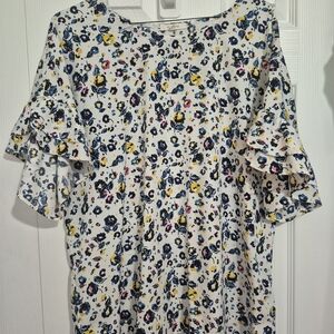 Floral Ruffle Sleeve Blouse